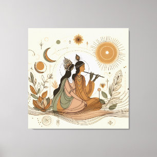 Göttliche & schöne Radha Krishna Leinwand-Wandkuns Leinwanddruck