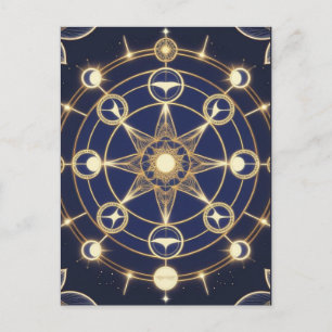 Göttliche Strahlkraft – Goldenes Mandala des Erwac Postkarte