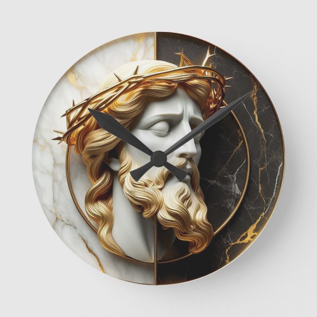 Göttliche Verschönerung Jesus, der in den Himmel s Runde Wanduhr (Vorderseite)