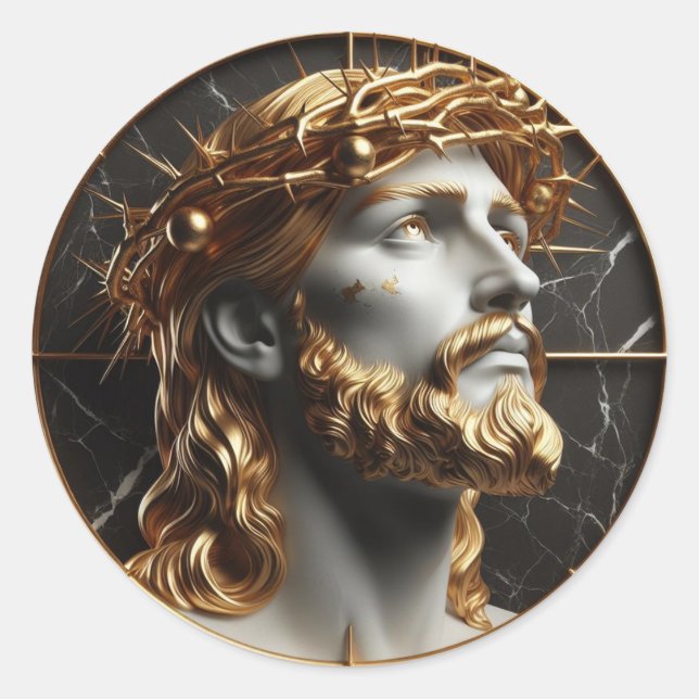 Göttliche Verschönerung Jesus, der in den Himmel s Runder Aufkleber (Vorderseite)