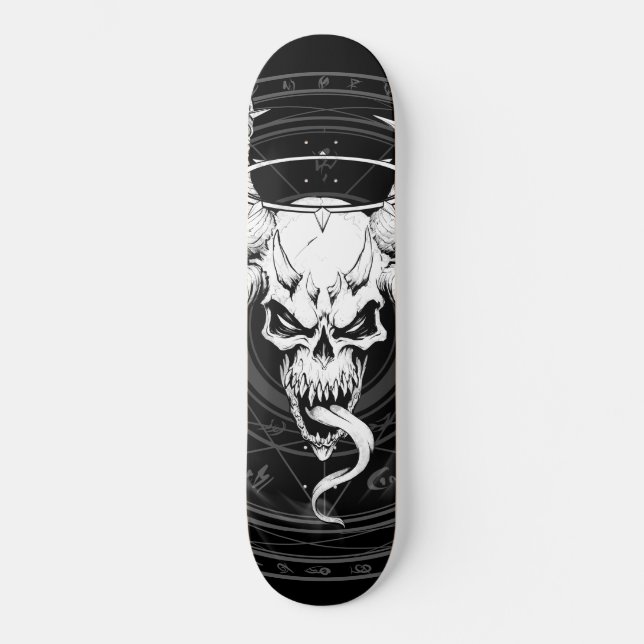 Göttlicher arkaner Schädel des Todes (schwarz) Skateboard (Vorderseite)