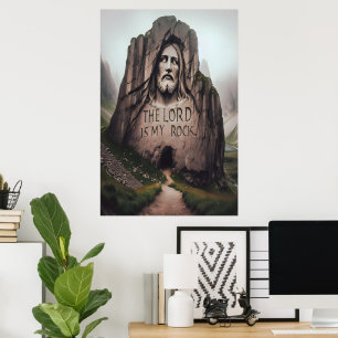 Göttlicher Felsen: Jesus graviert den Herrn ist me Poster