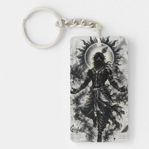 Göttlicher Herr Krishna Dunkle Silhouette Grunge-K Schlüsselanhänger