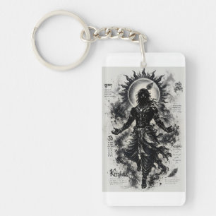 Göttlicher Herr Krishna Dunkle Silhouette Grunge-K Schlüsselanhänger