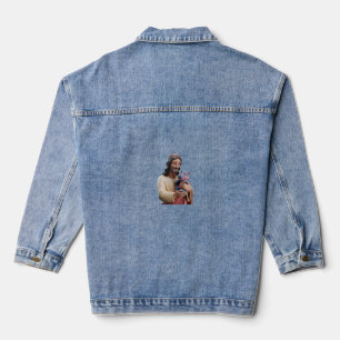 Göttlicher Jesus und Moo Deng in künstlerischer Ha Jeansjacke