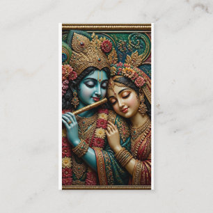 Göttlicher Krishna und Radha traditionelle Wandmal Visitenkarte