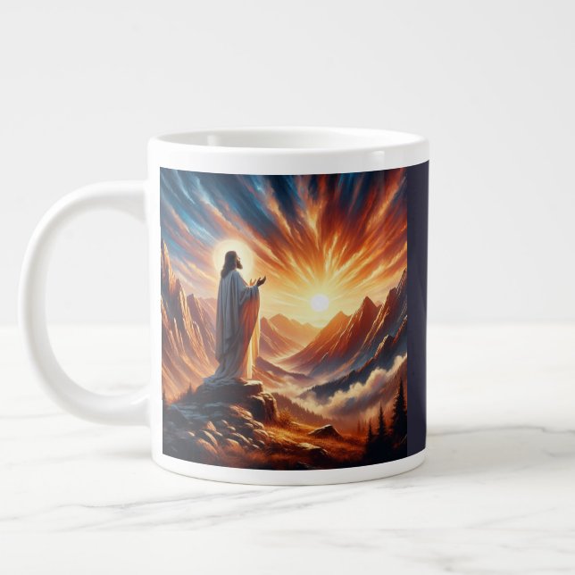 Göttlicher Sonnenuntergang: Lord's Gebet Inspirati Jumbo-Tasse (Links)