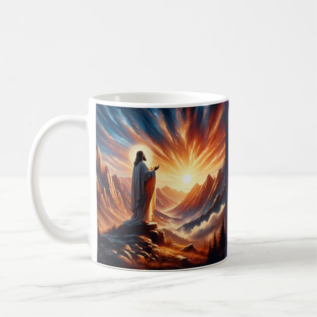 Göttlicher Sonnenuntergang: Lord's Gebet Inspirati Kaffeetasse (Links)