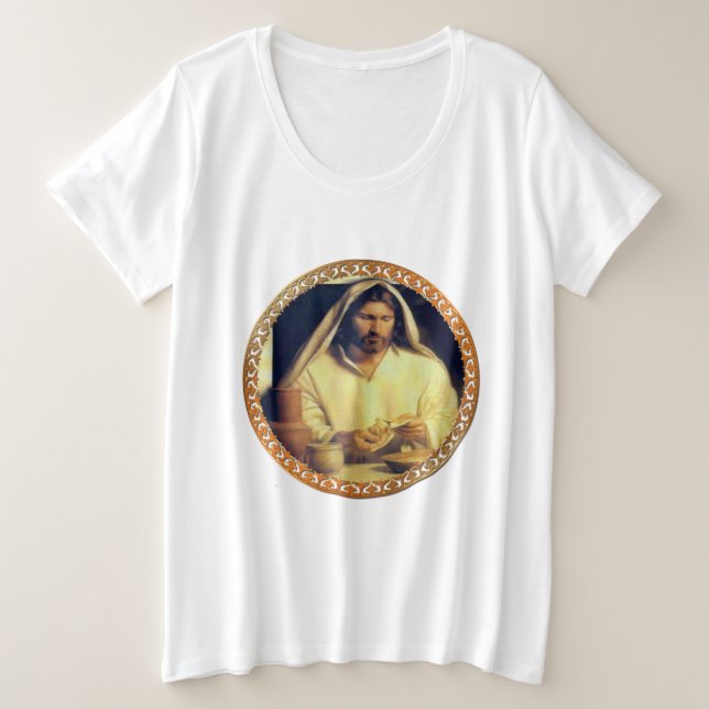 Göttliches Abendbrot mit Jesus Große Größe T-Shirt (Design vorne)
