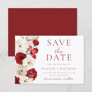 Göttliches Blut: Rote und weiße Blumenhochzeit Save The Date