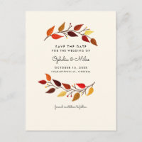 Gouache Autumn Leaves Save the Date