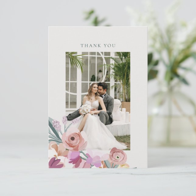 Gouache Blossoms Dankeschön Karte (Stehend Vorderseite)