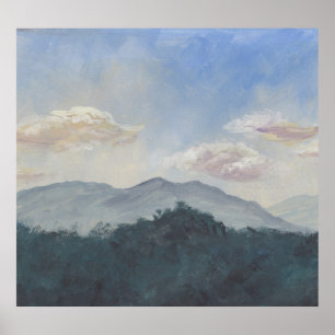 Gouache Blue Mountains: Lebhafte Naturlandschaft Poster