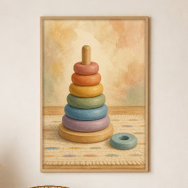 Gouache-Boho-Kunstposter mit gestapelten Regenboge Poster