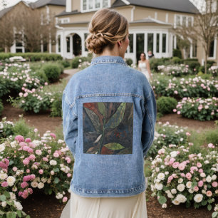Gouache Schöne Botanische Blätter Abstract Jeansjacke