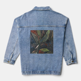 Gouache Schöne botanische Blätter Abstrakt Jeansjacke