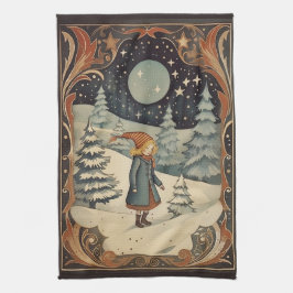 Gouache Vintag Retro Christmas Geschirrtuch