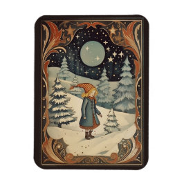 Gouache Vintag Retro Christmas Magnet