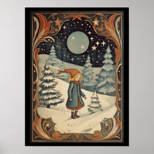Gouache Vintag Retro Christmas Poster