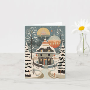 Gouache Vintage Retro Weihnachten  Karte