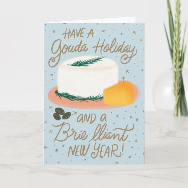 Gouda Holiday und brillante New Year Cheesy Card Karte (Vorderseite)