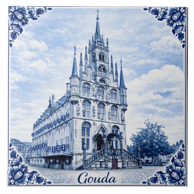 Gouda Rathaus Delft Blau Keramikfliese (Vorderseite)