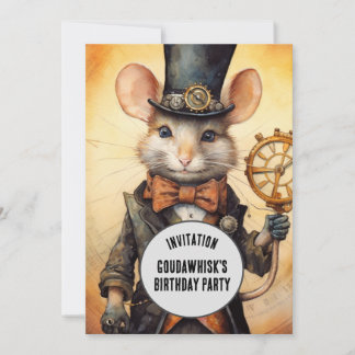 Goudawhisk Steampunk Animal Individuelle Name Einladung