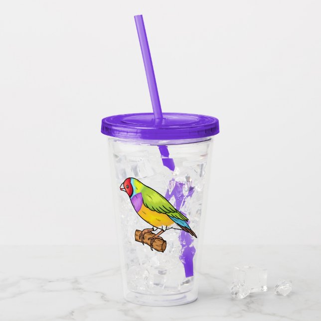 Gouldian finch bird Cartoon Illustration Acryltrinkbecher (Vorderseite Ice)