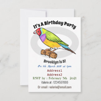 Gouldian finch bird Cartoon Illustration Einladung