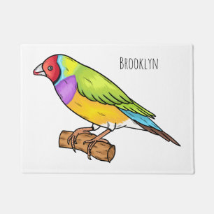 Gouldian finch bird Cartoon Illustration Fußmatte
