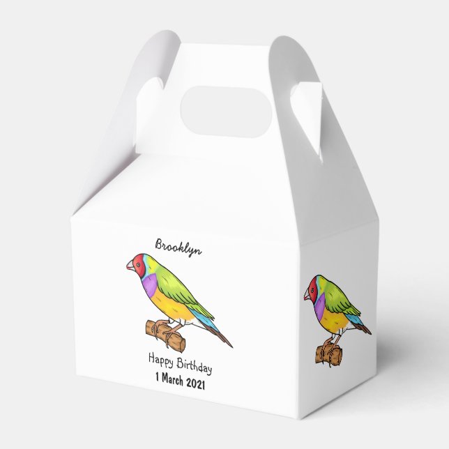 Gouldian finch bird Cartoon Illustration Geschenkschachtel (Vorderseite)