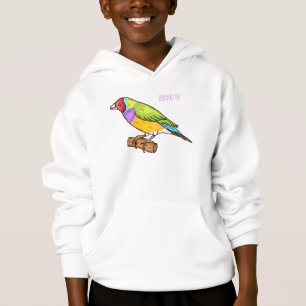 Gouldian finch bird Cartoon Illustration Hoodie