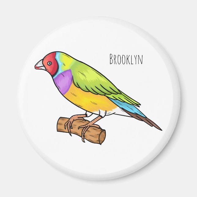 Gouldian finch bird Cartoon Illustration Magnet (Vorne)
