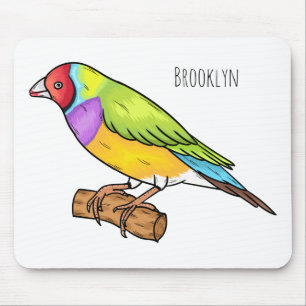 Gouldian finch bird Cartoon Illustration Mousepad