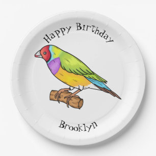 Gouldian finch bird Cartoon Illustration Pappteller