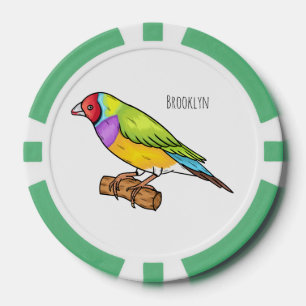Gouldian finch bird Cartoon Illustration Pokerchips