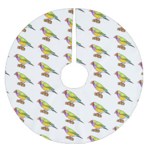 Gouldian finch bird Cartoon Illustration Polyester Weihnachtsbaumdecke