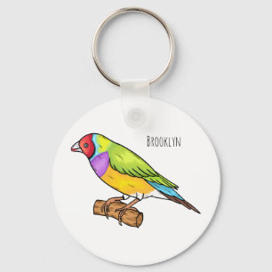 Gouldian finch bird Cartoon Illustration Schlüsselanhänger