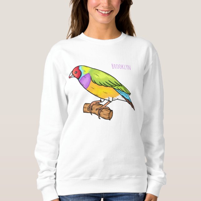 Gouldian finch bird Cartoon Illustration Sweatshirt (Vorderseite)