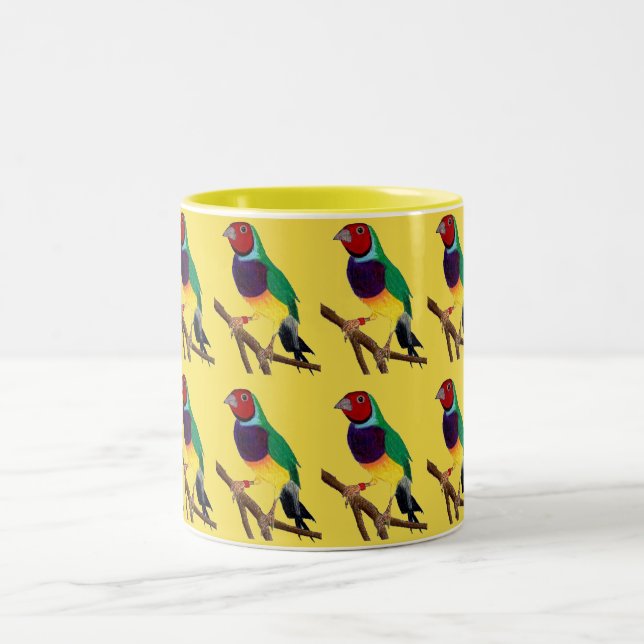~ Gouldian Finch ~ Original Art ~ Zweittone-Kaffee Zweifarbige Tasse (Mittel)