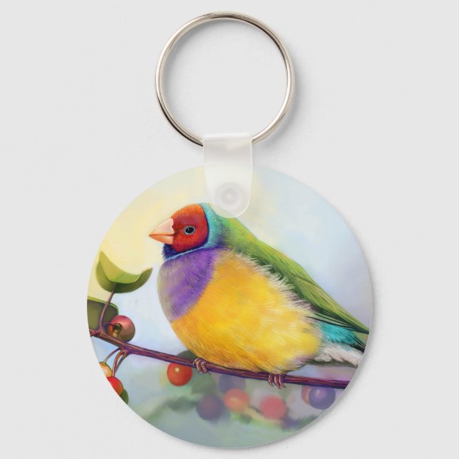 Gouldian Finch realistisches Bild Schlüsselanhänger (Vorderseite)