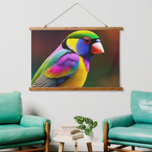 Gouldian Finch Wall Tapestry Wandteppich Mit Holzrahmen