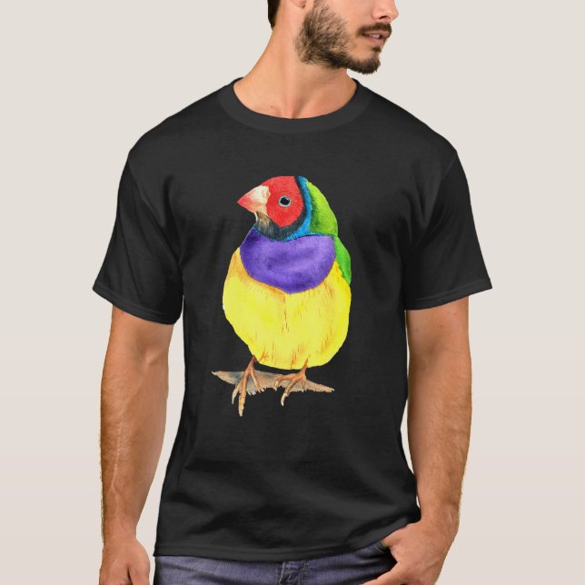 Gouldian Finish Aquarellvogel bunt T-Shirt (Vorderseite)