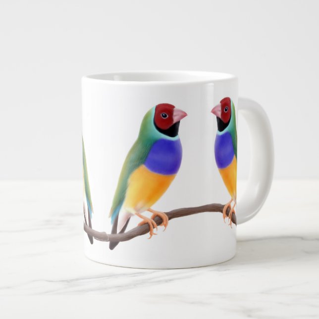 Gouldian Fink-Paar-Tasse Jumbo-Tasse (Vorderseite Rechts)