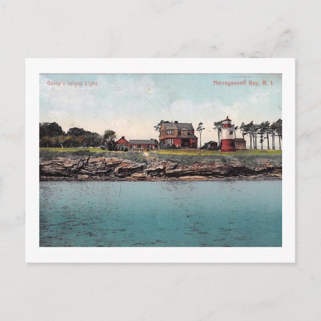 Gould's Island Light House, Narragansett Vintag Postkarte (Vorderseite)