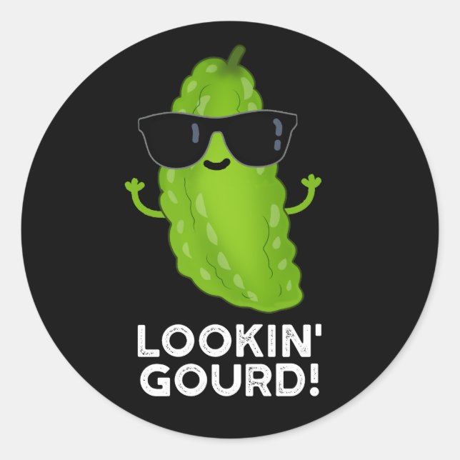 Gourd Funny Cool Veggie Pun Dark BG Runder Aufkleber (Vorderseite)