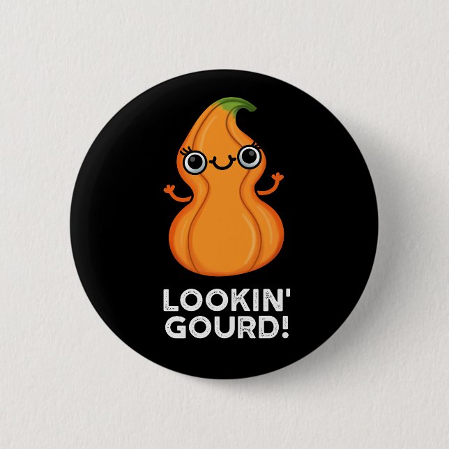 Gourd Funny Veggie Pun Dark BG Button (Vorderseite)