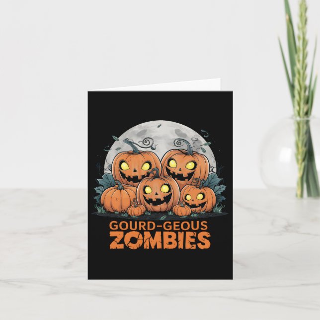 Gourd-geous Zombies Spooky Zombie Pumpkins Funny H Karte (Vorderseite)