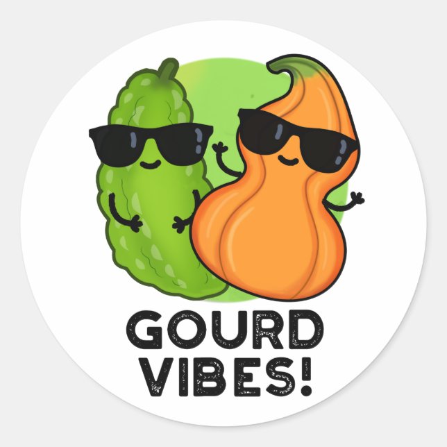 Gourd Vibes Funny Veggie Pun Runder Aufkleber (Vorderseite)