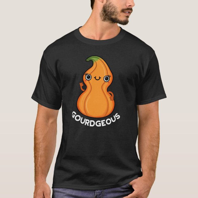 Gourdgeous Funny Gourd Veggie Pun Dark BG T-Shirt (Vorderseite)